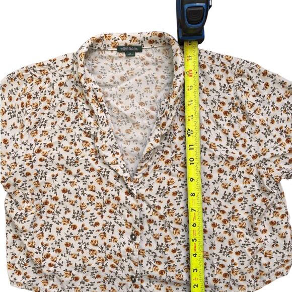 Wild Fable Floral Button-Up Blouse - White and Orange - Picture 4 of 7